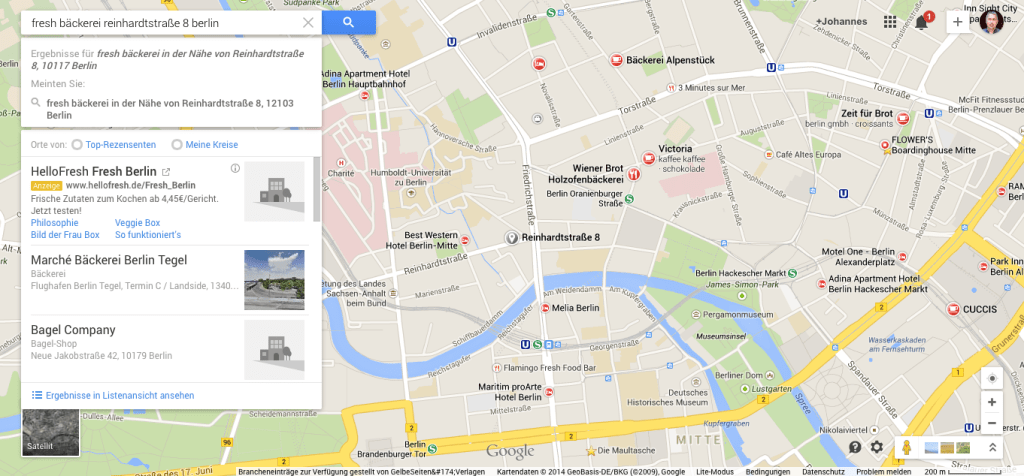 Fresh Bäckerei, Reinhardtstraße auf Google Maps